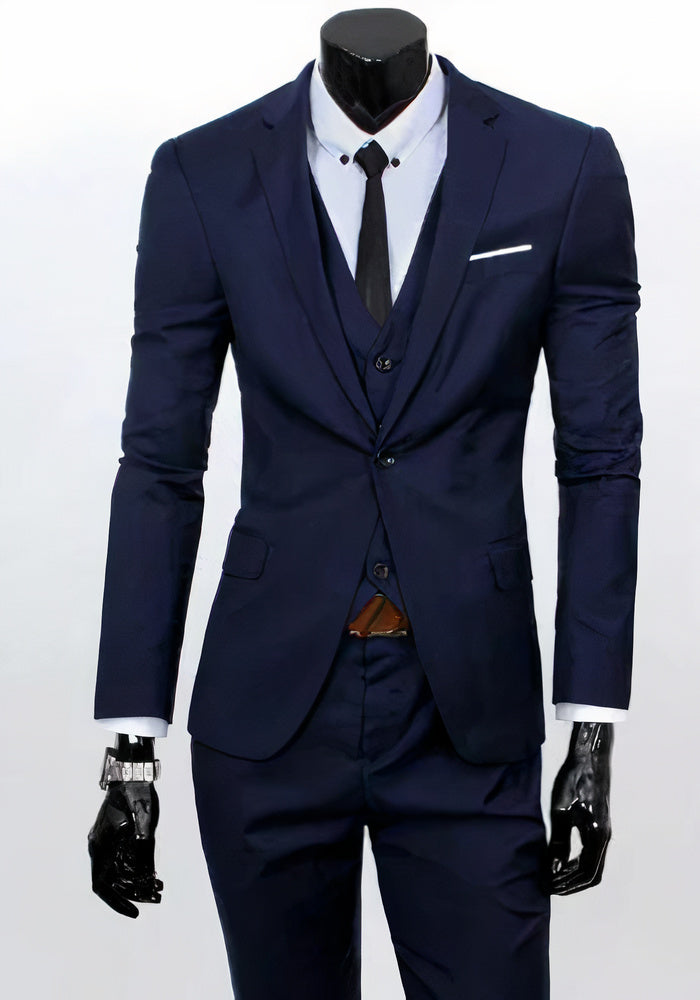 Mens Tailored 3-Piece Wedding Suit Elegant Fit