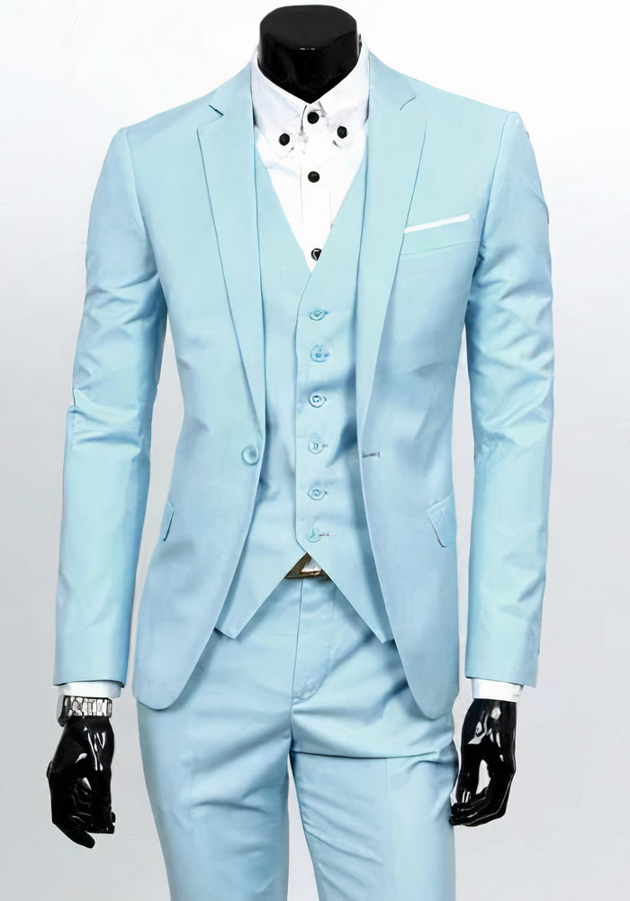 Mens Tailored 3-Piece Wedding Suit Elegant Fit