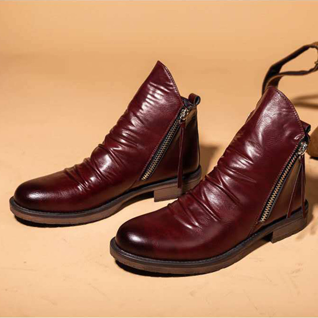 Mens Leather Zip Boots