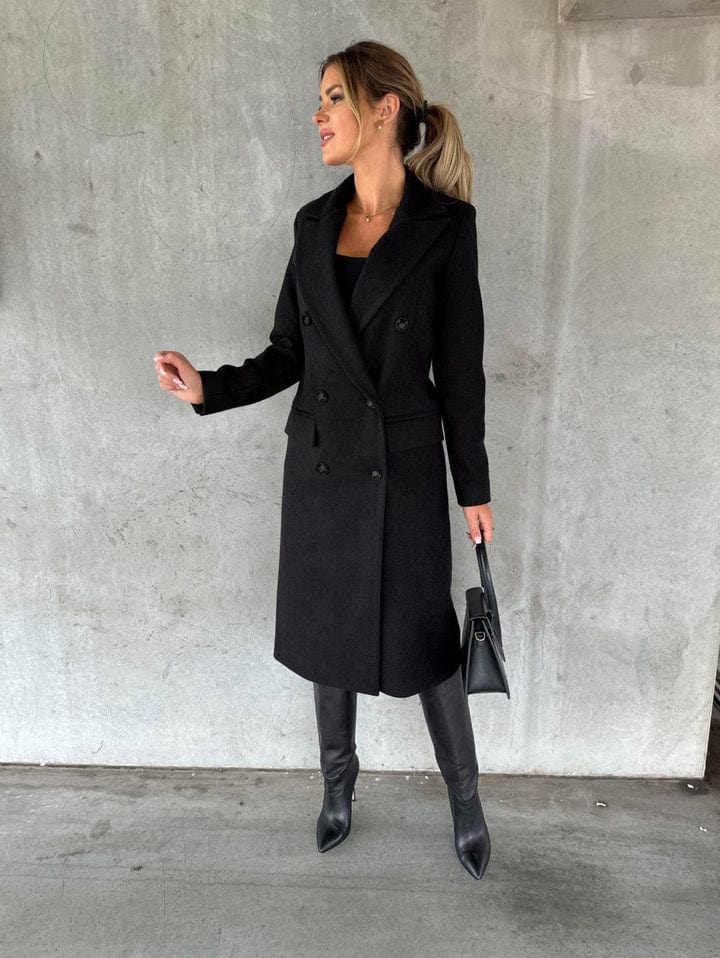 Womens Long Coat Wool Blend Classic Fit