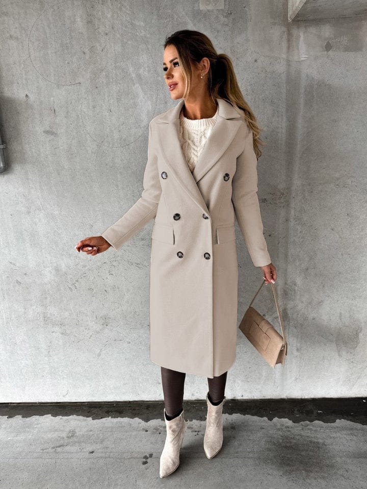 Womens Long Coat Wool Blend Classic Fit
