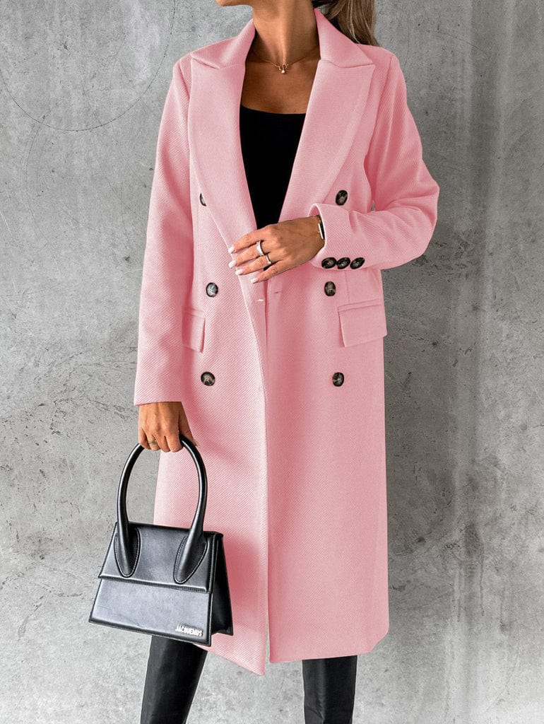Womens Long Coat Wool Blend Classic Fit - BritishMode