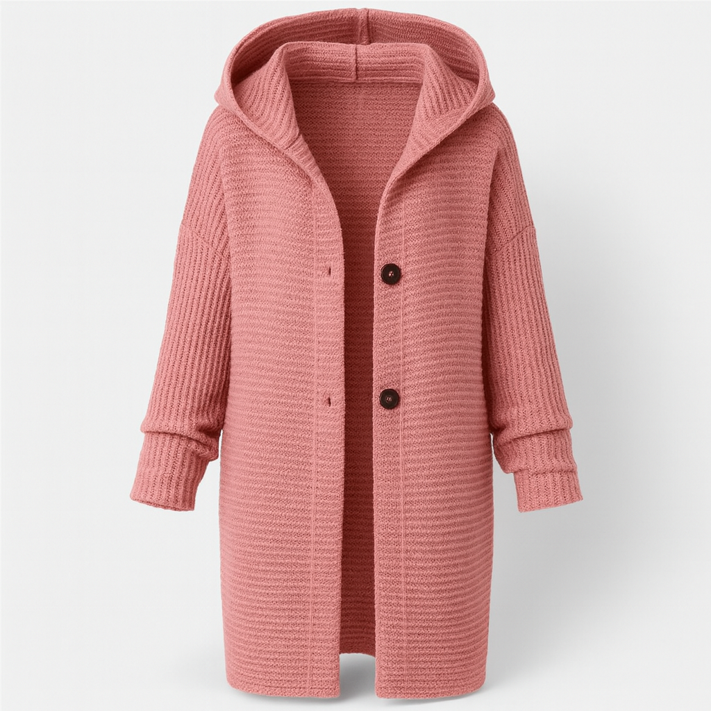 Womens Cardigan with Hood Cashmere Look Elegant Fit
