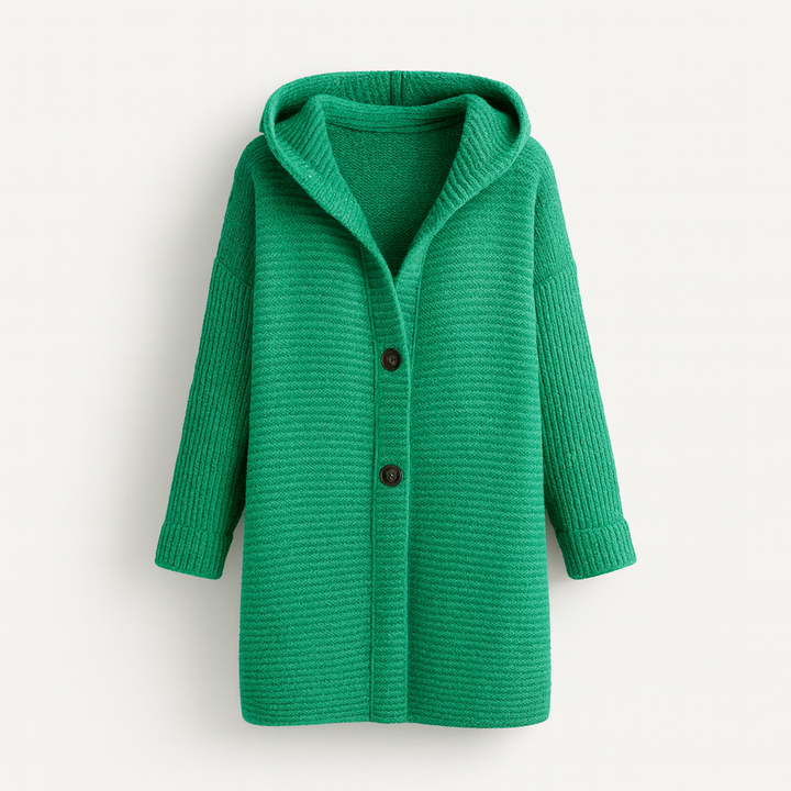 Womens Cardigan with Hood Cashmere Look Elegant Fit