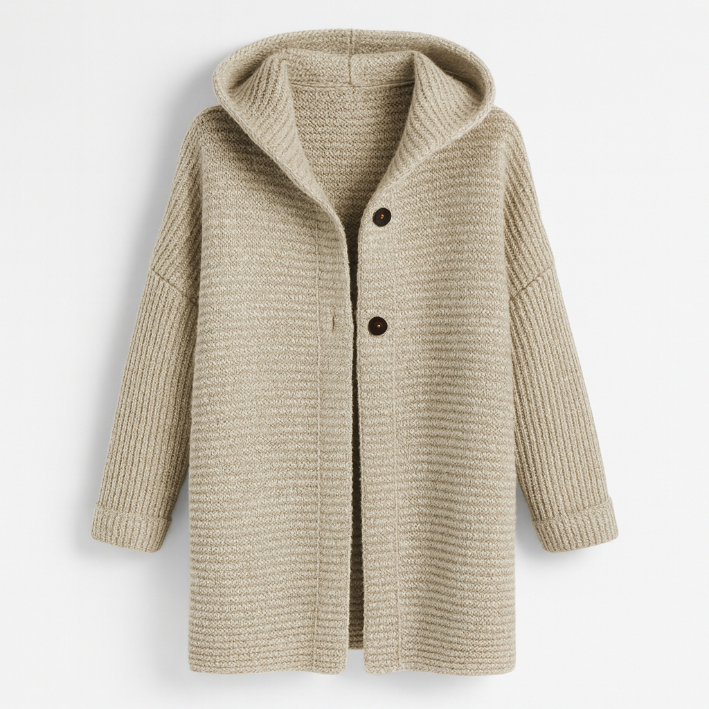 Womens Cardigan with Hood Cashmere Look Elegant Fit