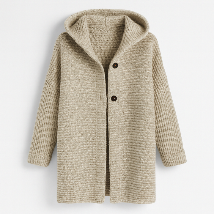 Womens Cardigan with Hood Cashmere Look Elegant Fit