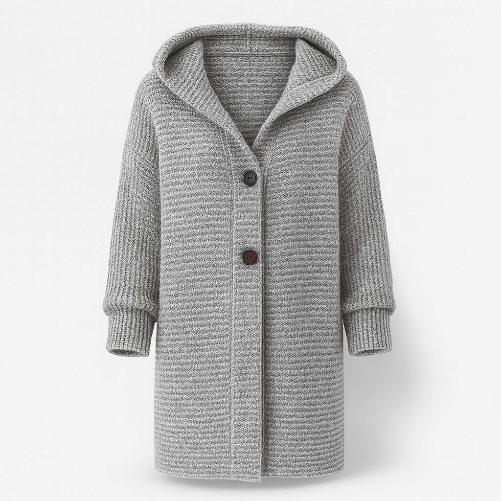 Womens Cardigan with Hood Cashmere Look Elegant Fit