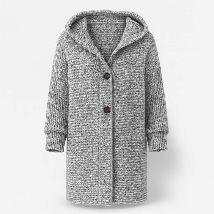 Womens Cardigan with Hood Cashmere Look Elegant Fit