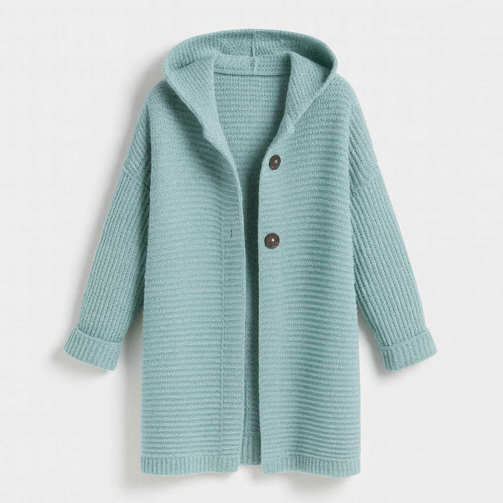 Womens Cardigan with Hood Cashmere Look Elegant Fit