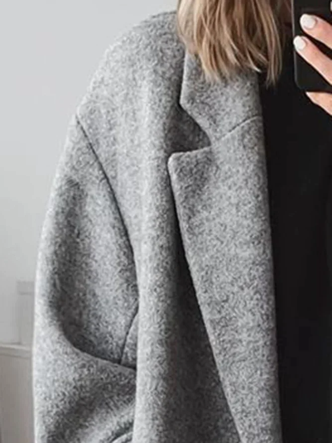 Womens Longline Oversized Coat Wool Blend Relaxed Fit