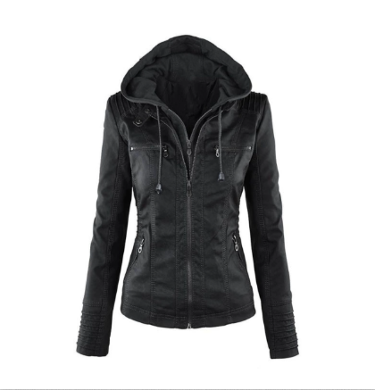 Womens Biker Jacket Faux Leather Slim Fit - BritishMode
