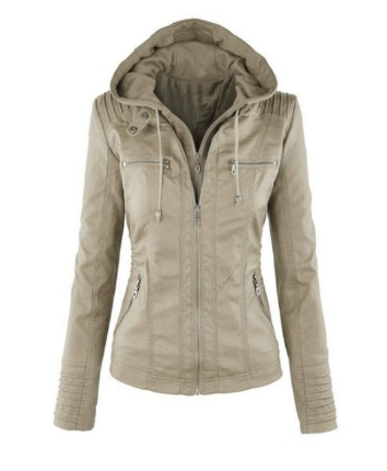 Womens Biker Jacket Faux Leather Slim Fit