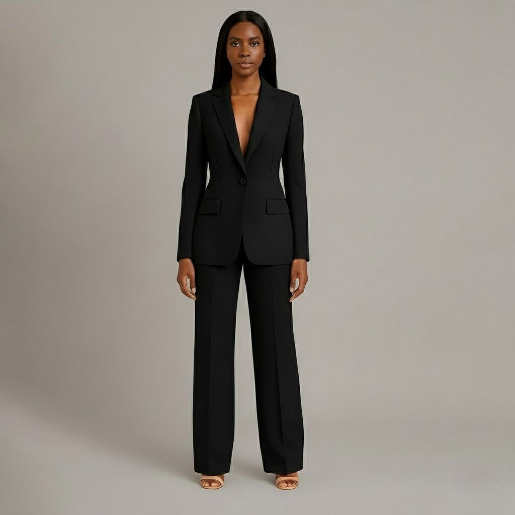 Womens Classic Suit with Fitted Long Jacket