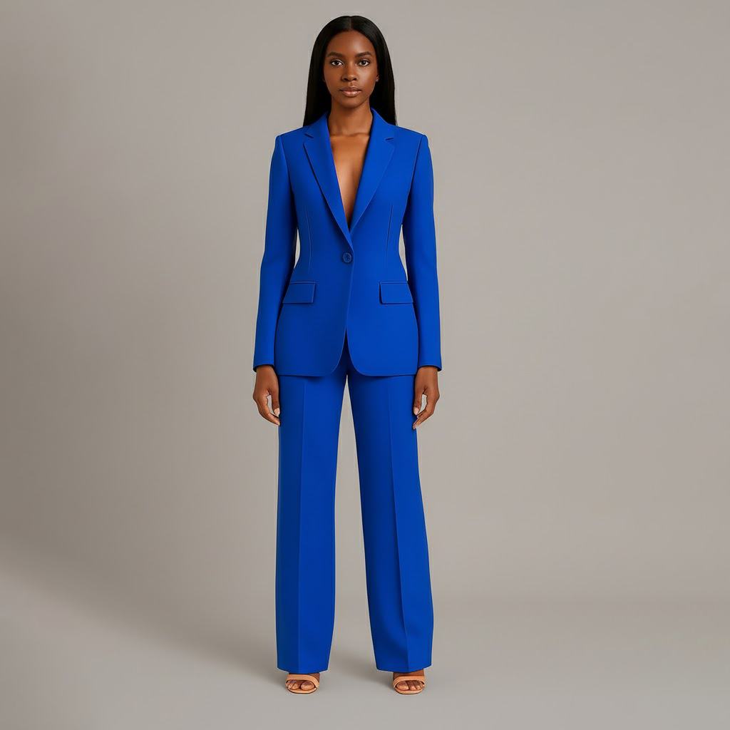 Womens Classic Suit with Fitted Long Jacket