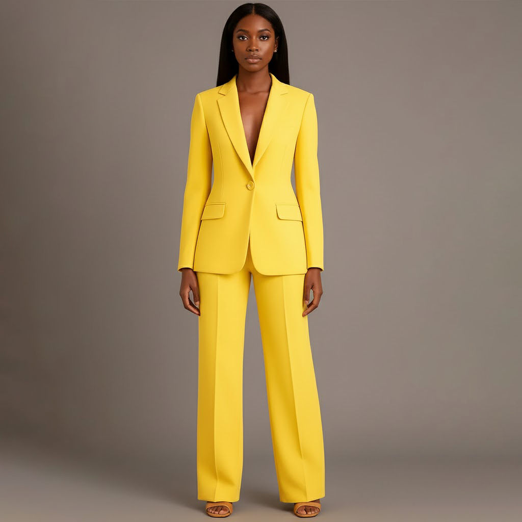 Womens Classic Suit with Fitted Long Jacket