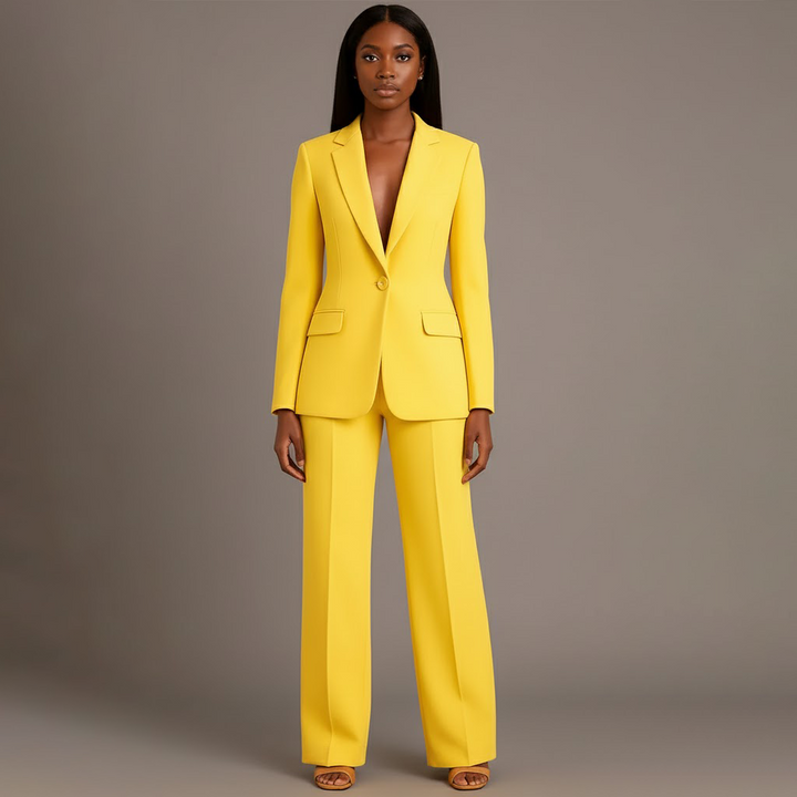 Womens Classic Suit with Fitted Long Jacket