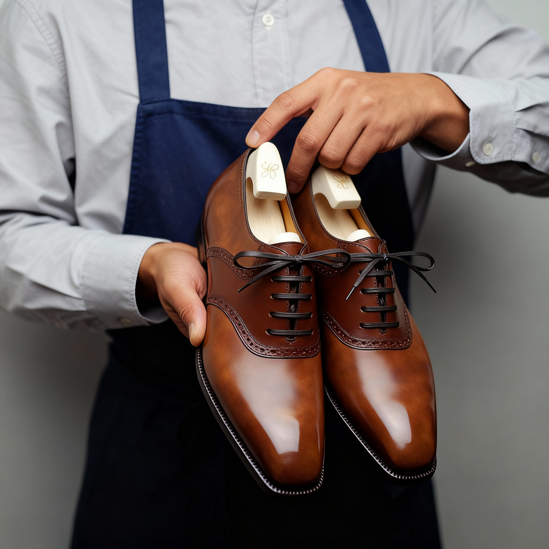 Mens Leather Brogue Oxford Dress Shoes