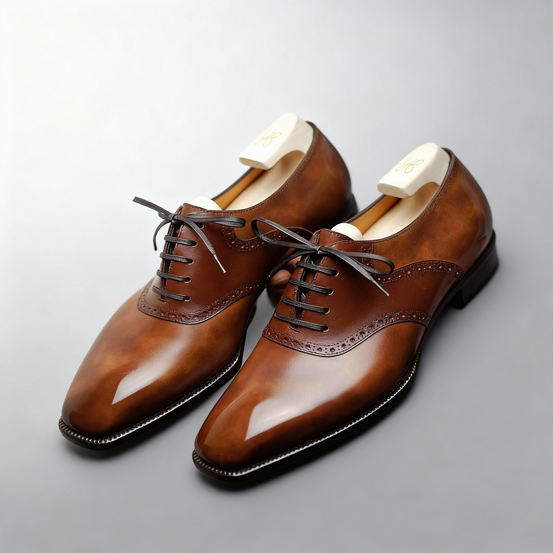 Mens Leather Brogue Oxford Dress Shoes