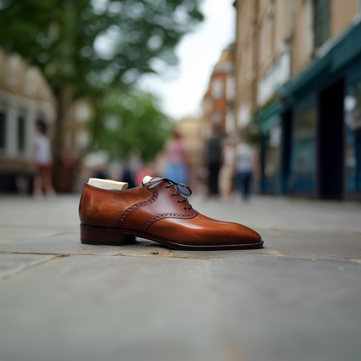Mens Leather Brogue Oxford Dress Shoes
