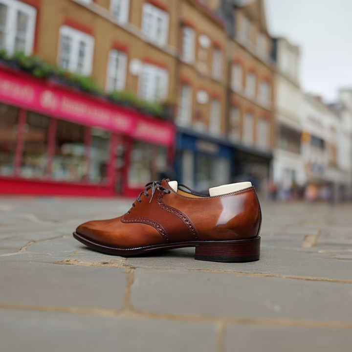 Mens Leather Brogue Oxford Dress Shoes