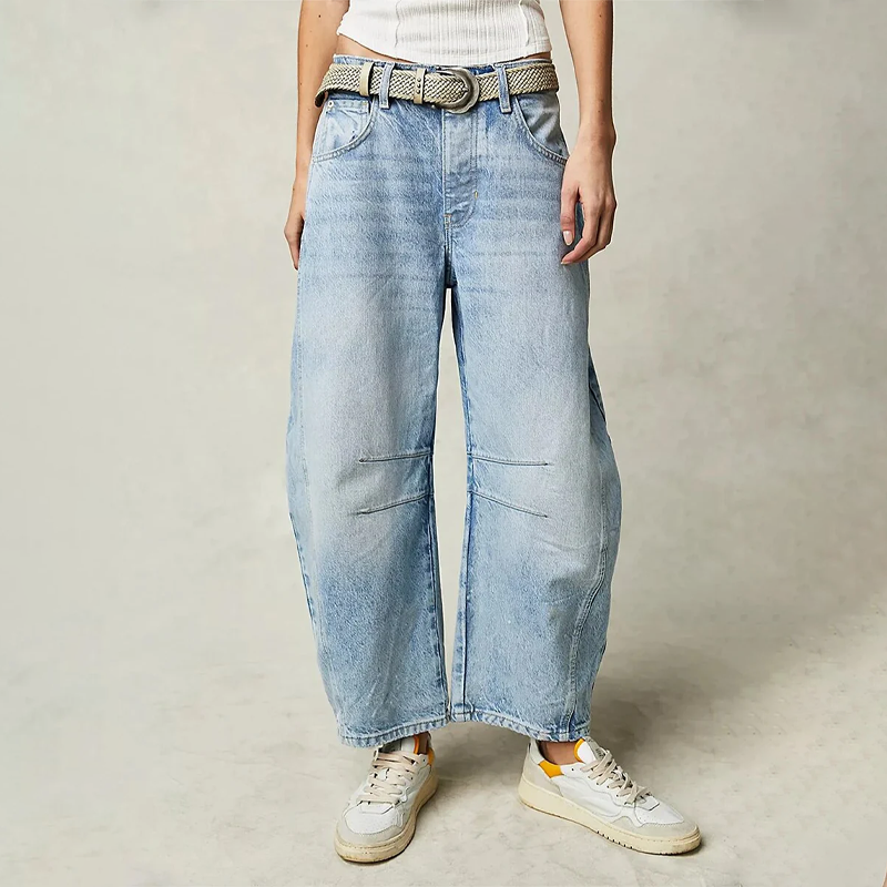 Womens Casual Loose Fit Jeans Cotton Denim