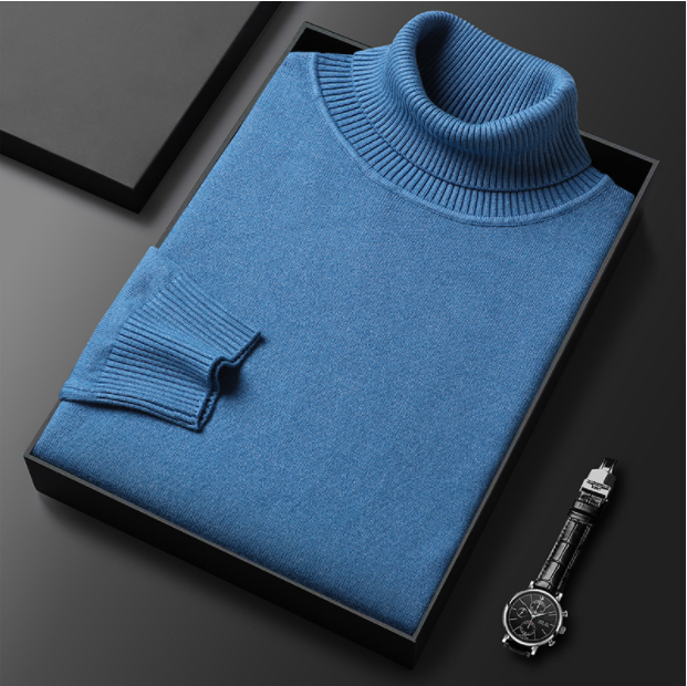 Mens Turtleneck Sweater Cashmere Cotton Blend