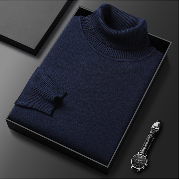Mens Turtleneck Sweater Cashmere Cotton Blend