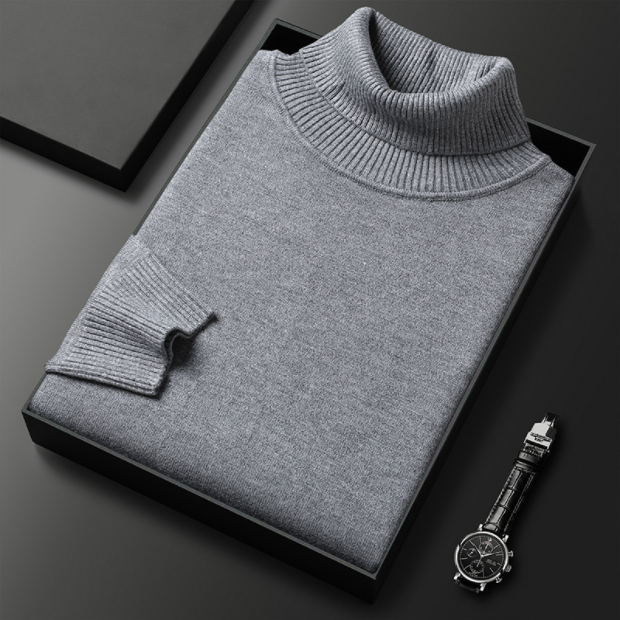 Mens Turtleneck Sweater Cashmere Cotton Blend