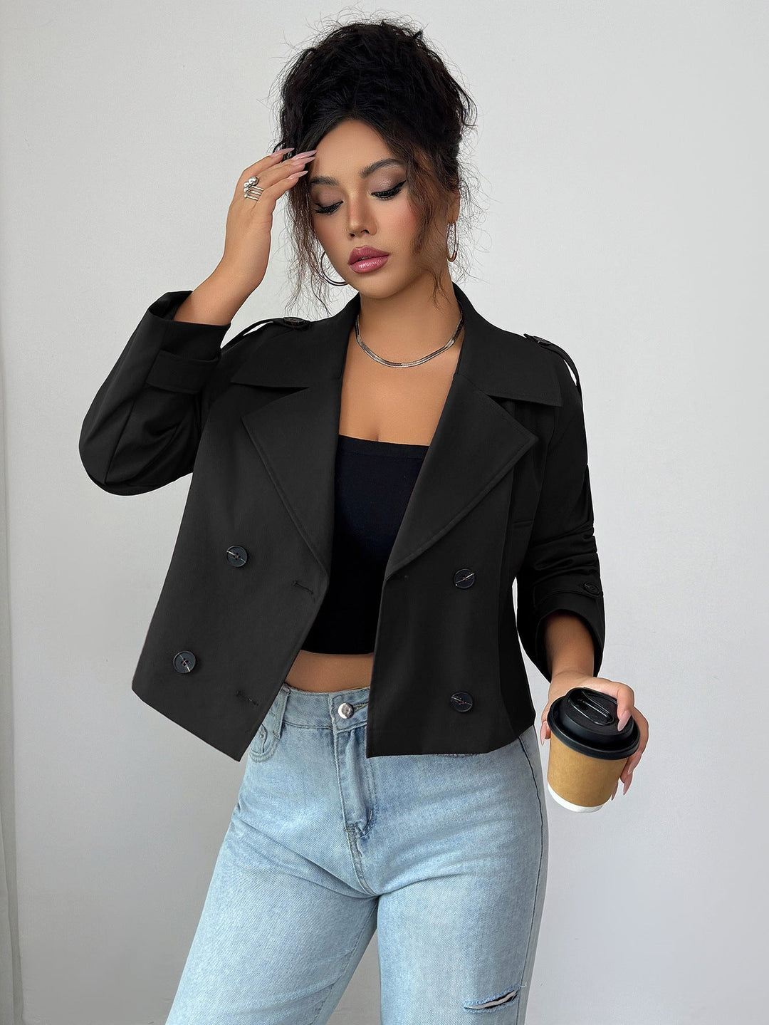 Womens Knitted Slim Fit Coat with Buttons