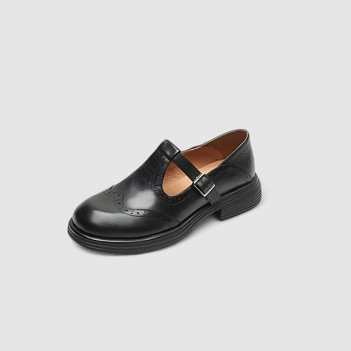 Womens Classic Leather T-Strap Shoes