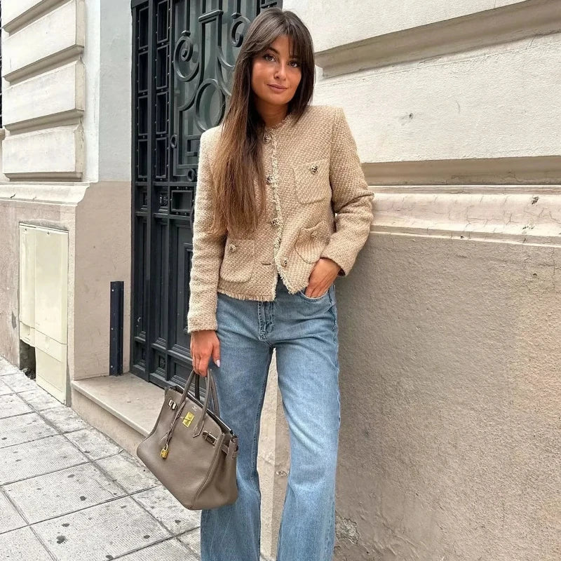 Womens Cropped Jacket with Trendy Design Comfortable Fit - BritishMode