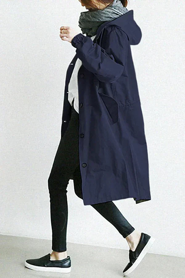 Womens Raincoat Weather-Resistant Waterproof Hooded