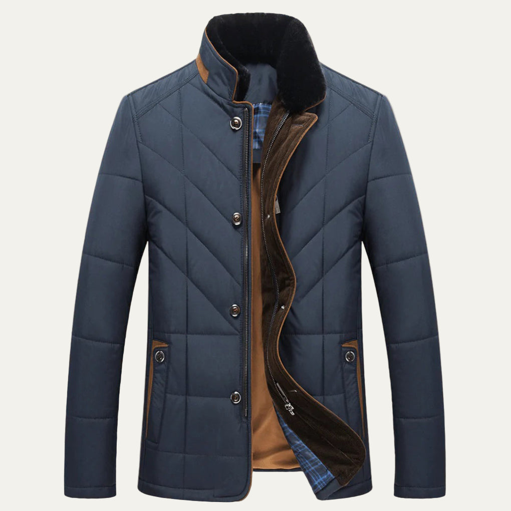 Mens Quilted Jacket High Collar Fitted - BritishMode