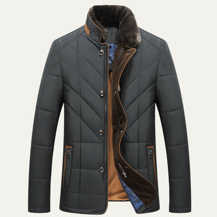 Mens Quilted Jacket High Collar Fitted