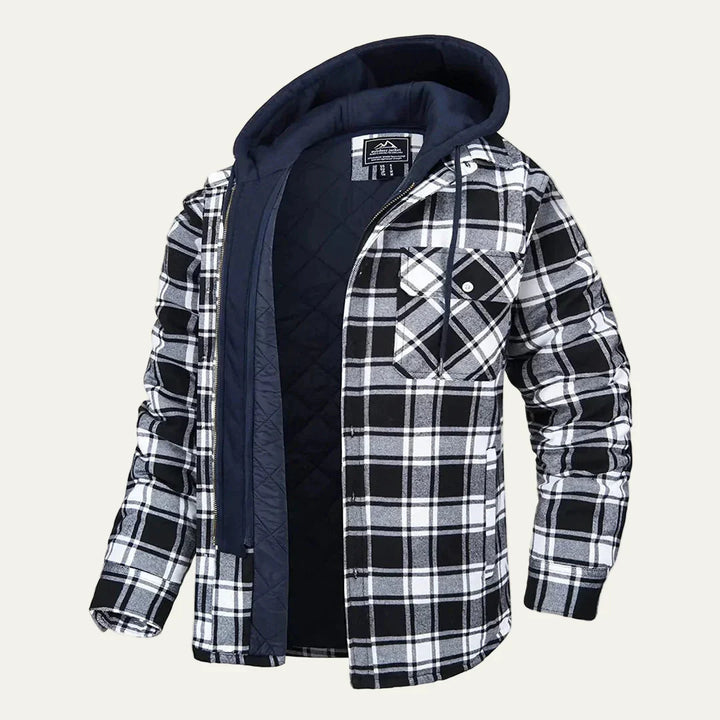 Mens Flannel Shirt Jacket Hooded Relaxed Fit