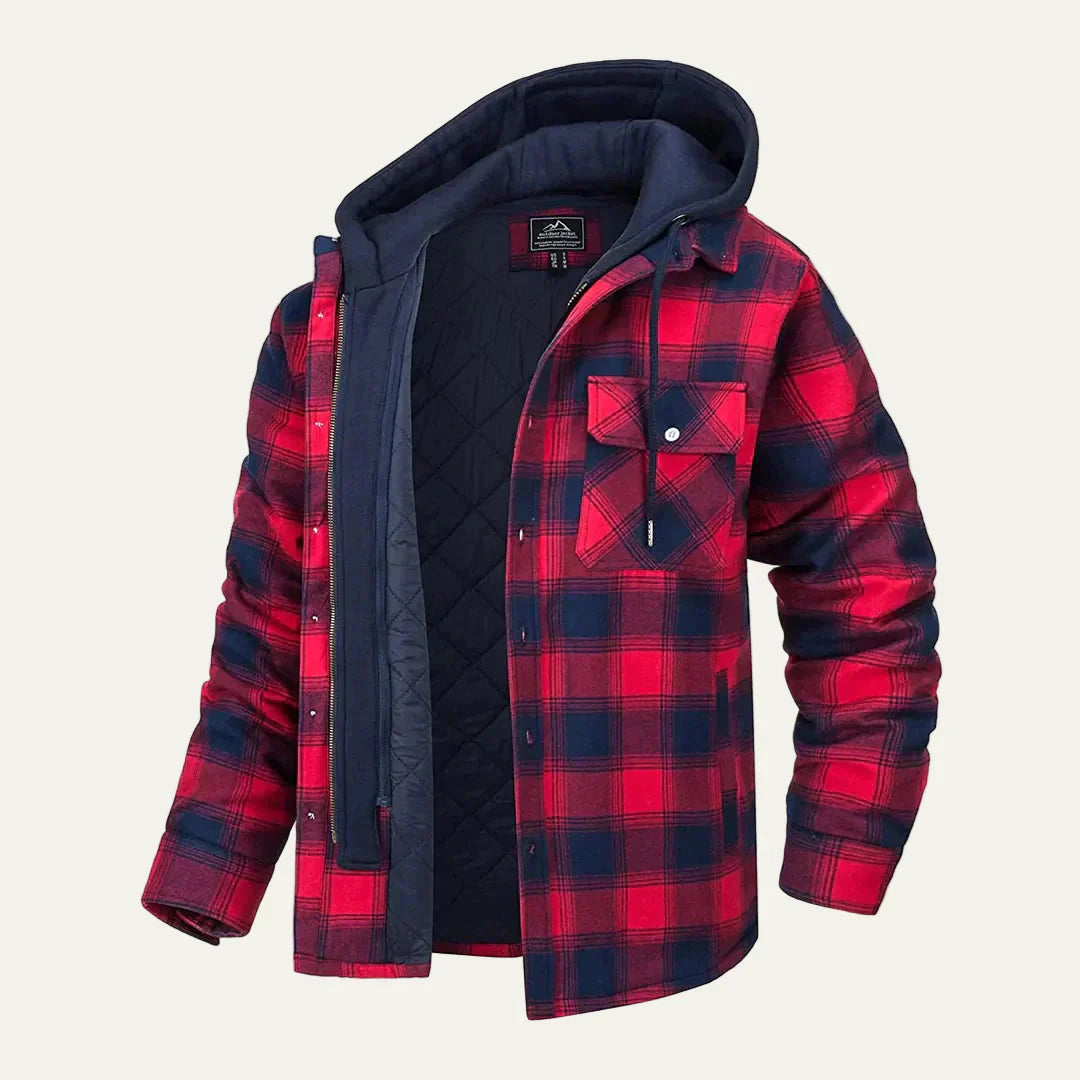 Mens Flannel Shirt Jacket Hooded Relaxed Fit - BritishMode