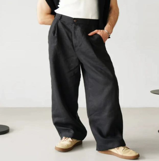 Mens Cotton Casual Pants Relaxed Fit - BritishMode