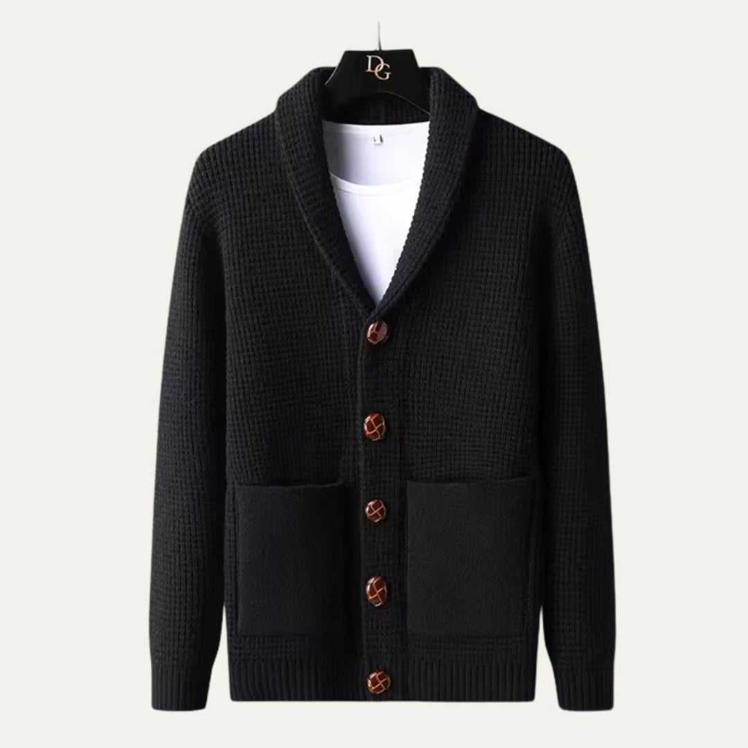 Mens Knitted Cardigan Button-Up Shawl Collar - BritishMode