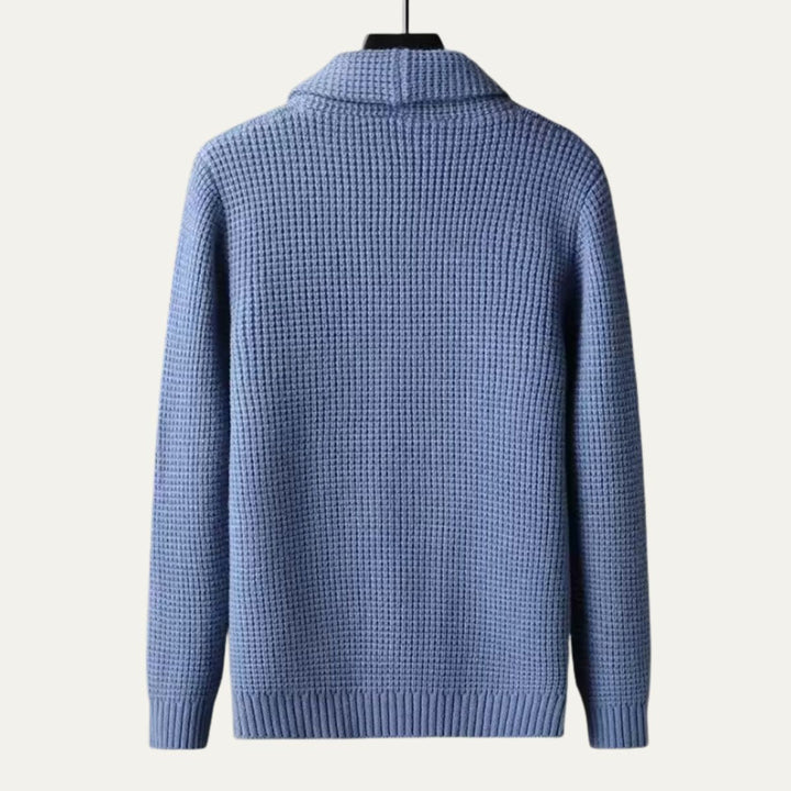 Mens Knitted Cardigan Button-Up Shawl Collar