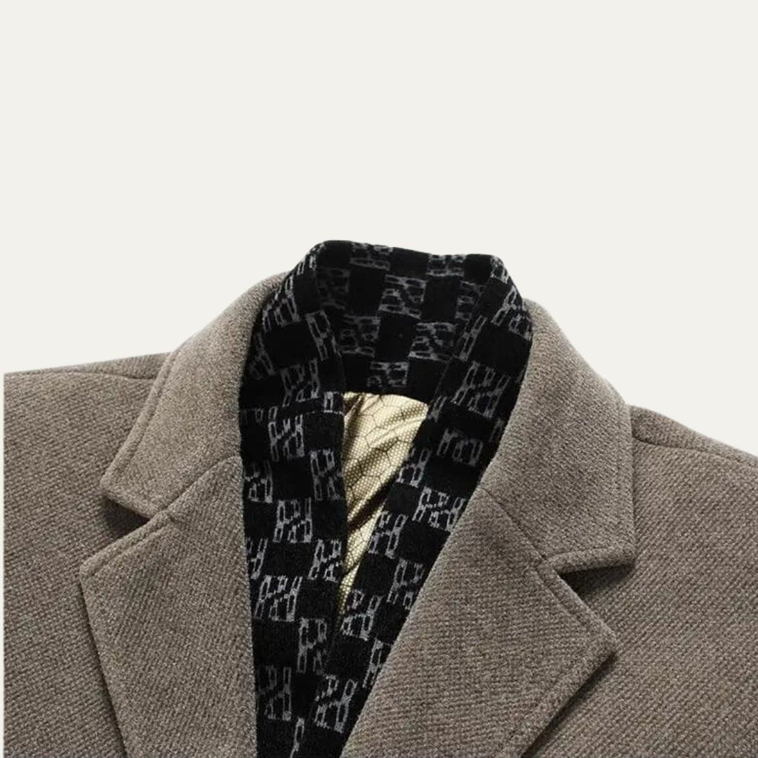 Mens Wool Blend Business Long Coat Winter Style