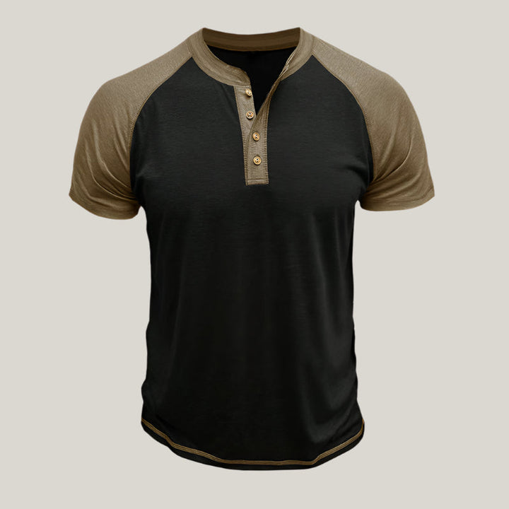 Mens Henley Shirt Cotton Casual Button Placket