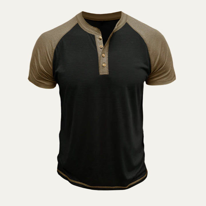 Mens Henley Shirt Raglan Sleeve Short Sleeve