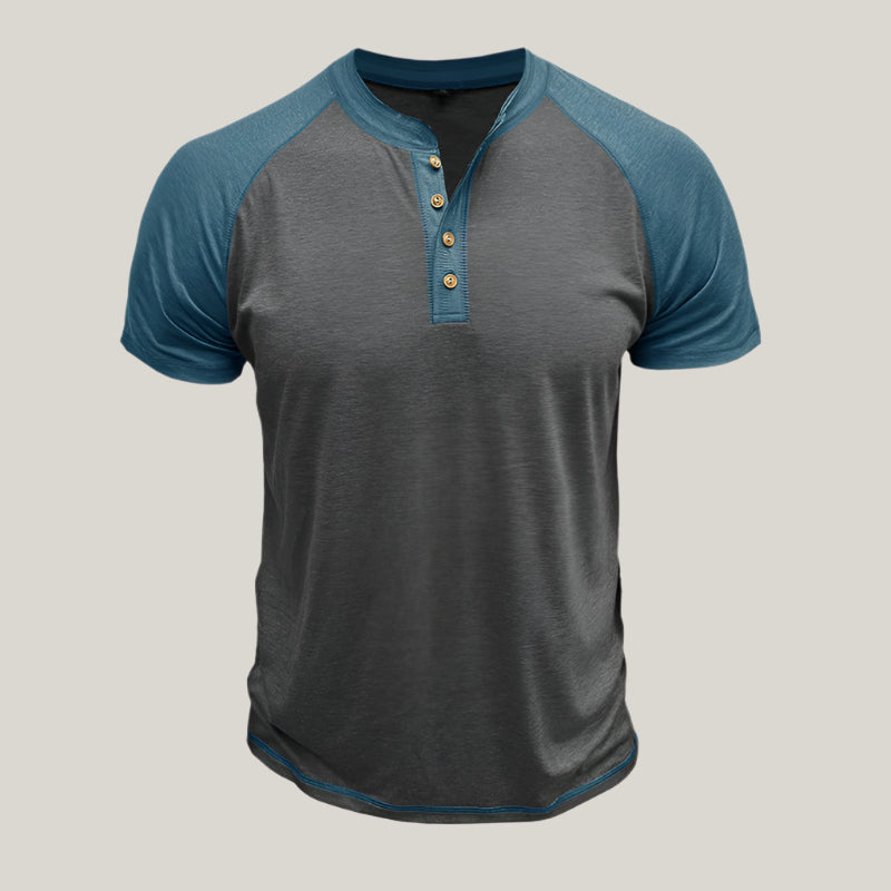 Mens Henley Shirt Cotton Casual Button Placket