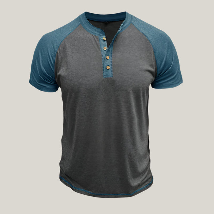 Mens Henley Shirt Cotton Casual Button Placket