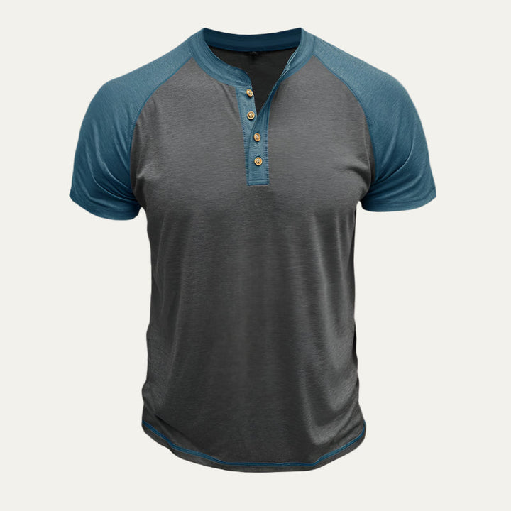 Mens Henley Shirt Raglan Sleeve Short Sleeve