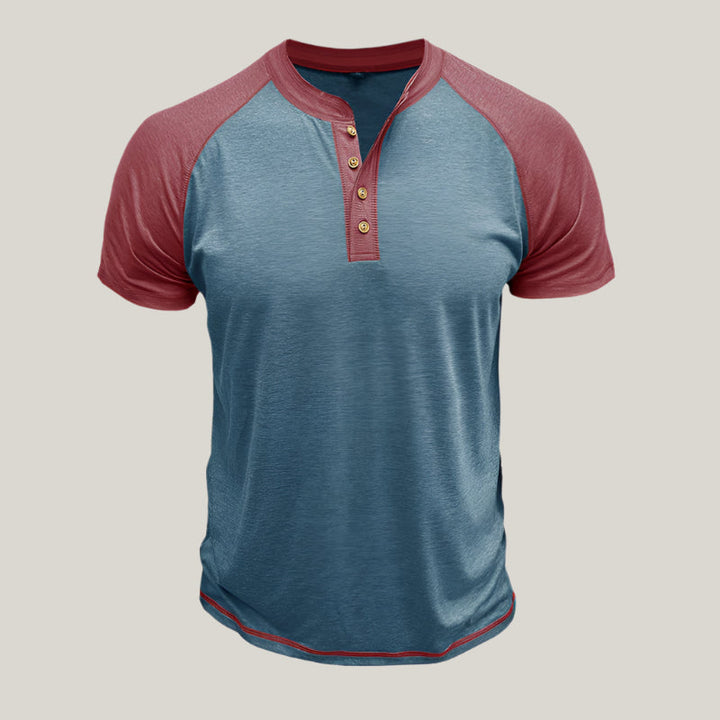 Mens Henley Shirt Cotton Casual Button Placket