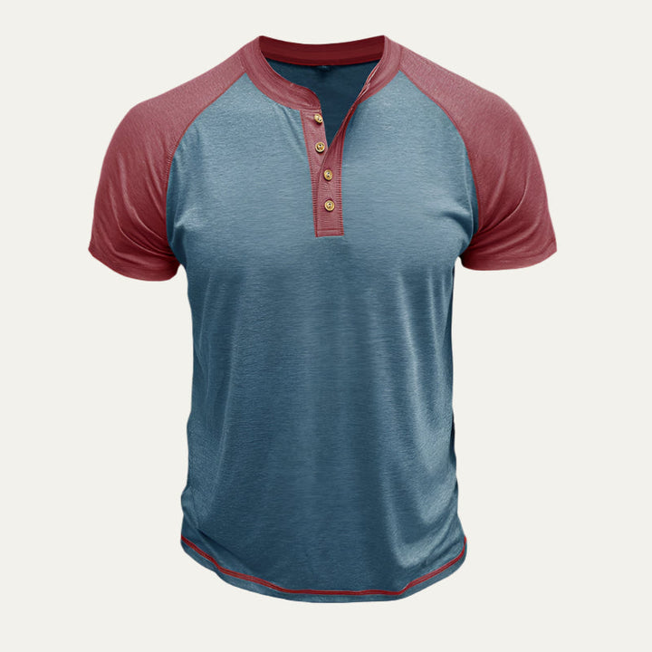 Mens Henley Shirt Raglan Sleeve Short Sleeve
