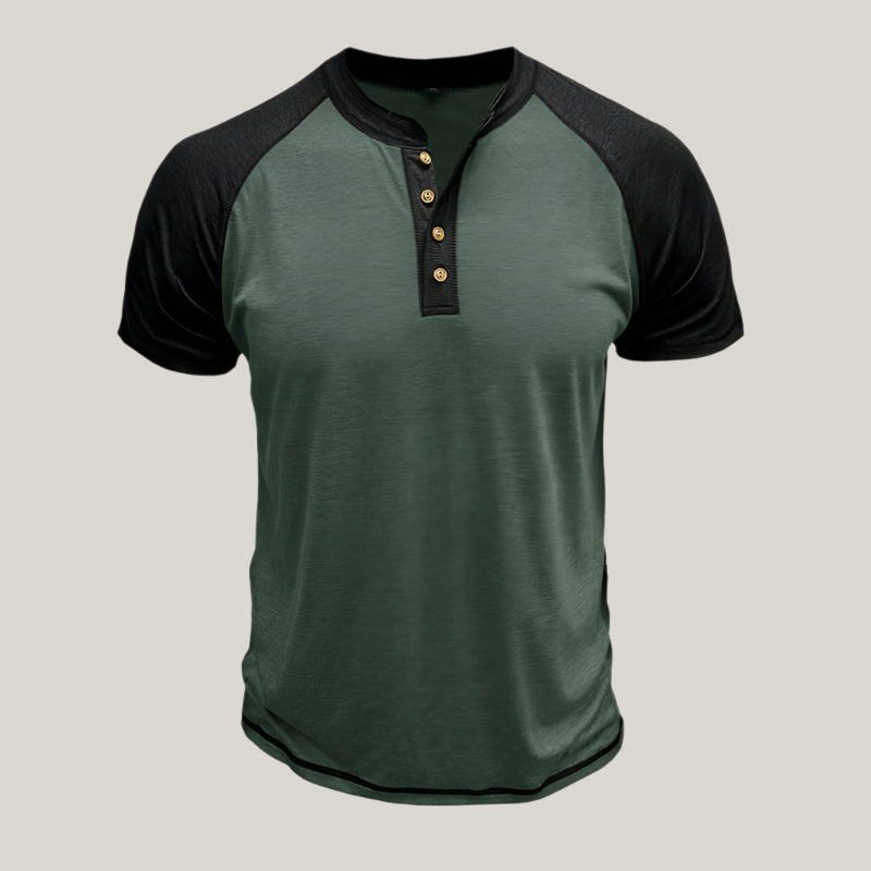 Mens Henley Shirt Cotton Casual Button Placket