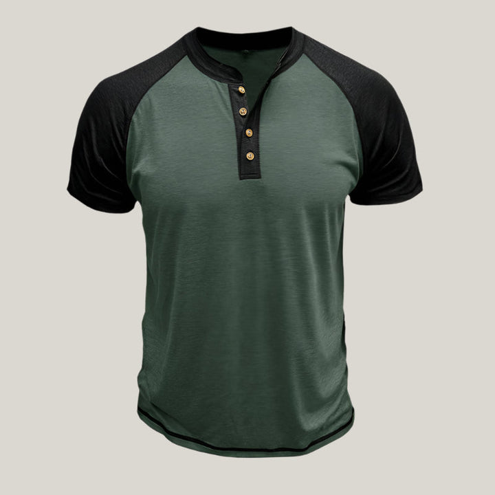 Mens Henley Shirt Cotton Casual Button Placket