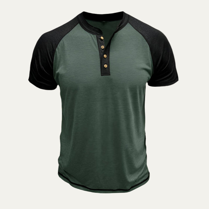Mens Henley Shirt Raglan Sleeve Short Sleeve